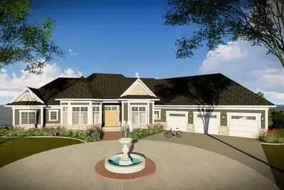 4-Bed House Plan with 3 Fireplaces