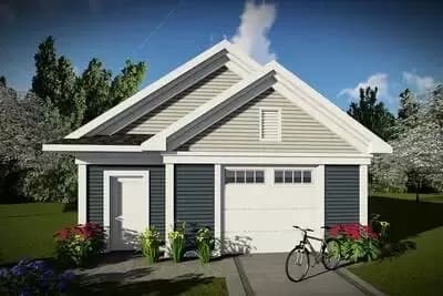 One-Car Detached Garage Plan with Craftsman Touches
