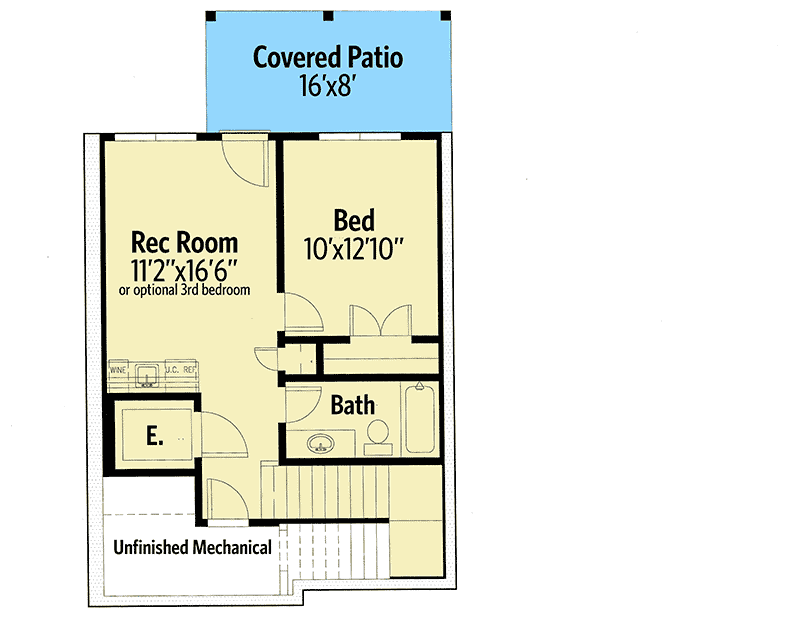 Plan 24380TW: Country Craftsman Home Plan with Private Master 2nd Floor - Floor Plan - Lower Level - Country, Craftsman, Traditional, Vacation