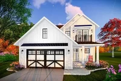 Farmhouse House Plan with Built-Ins