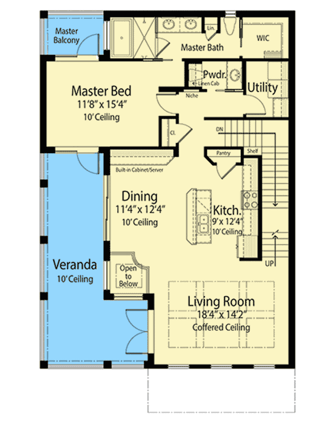 Plan 33211ZR: 3-Story Coastal Contemporary Beach House Plan with Crow's Nest - 2678 Sq Ft - Floor Plan - 2nd Floor - Beach, Coastal, Coastal Contemporary, Contemporary, Florida-Style