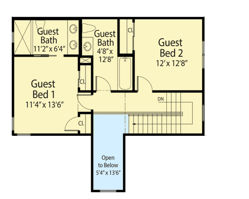 Plan 33215ZRX: Classic Home Plan with Guest Beds Upstairs - Floor Plan - 2nd Floor - Country, Craftsman