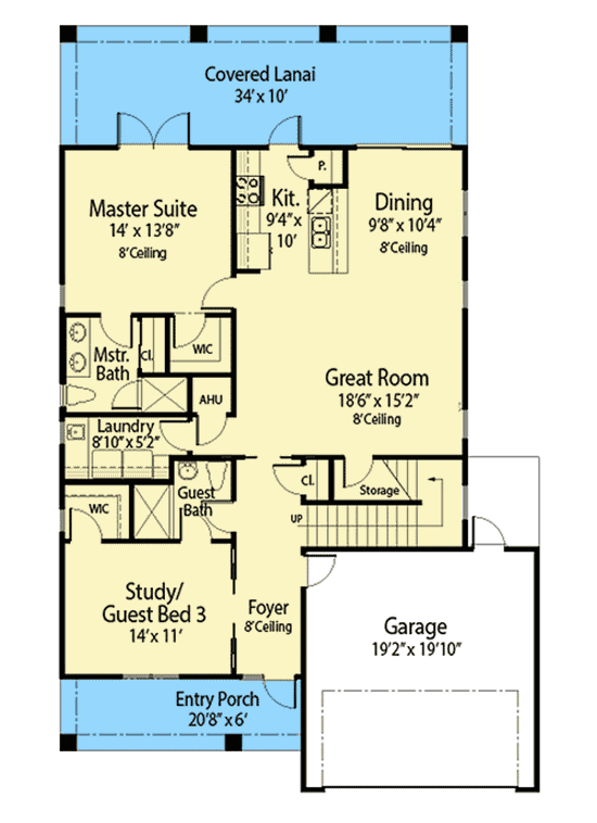 Plan 33217ZRX: House Plan with 3 Beds Plus Possible 4th - Floor Plan - Main Level - Traditional