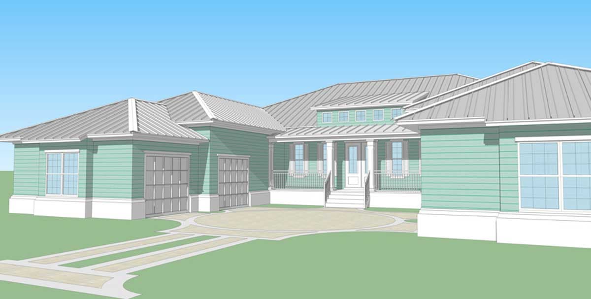 Plan 33218ZR: Southern Coastal Contemporary House Plan with Two Master Baths - 3545 Sq Ft - Image #4 - Coastal, Coastal Contemporary, Contemporary, Florida-Style, Mediterranean, Ranch, Southern