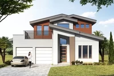 3-Bed Modern House Plan with Upstairs Outdoor Balcony - 2352 Sq Ft