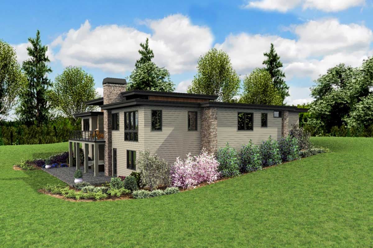 Plan 69692AM: Modern House Plan with Front To Back Living and Finished Lower Level - Image #5 - Contemporary, Mid Century Modern, Modern, Northwest, Ranch