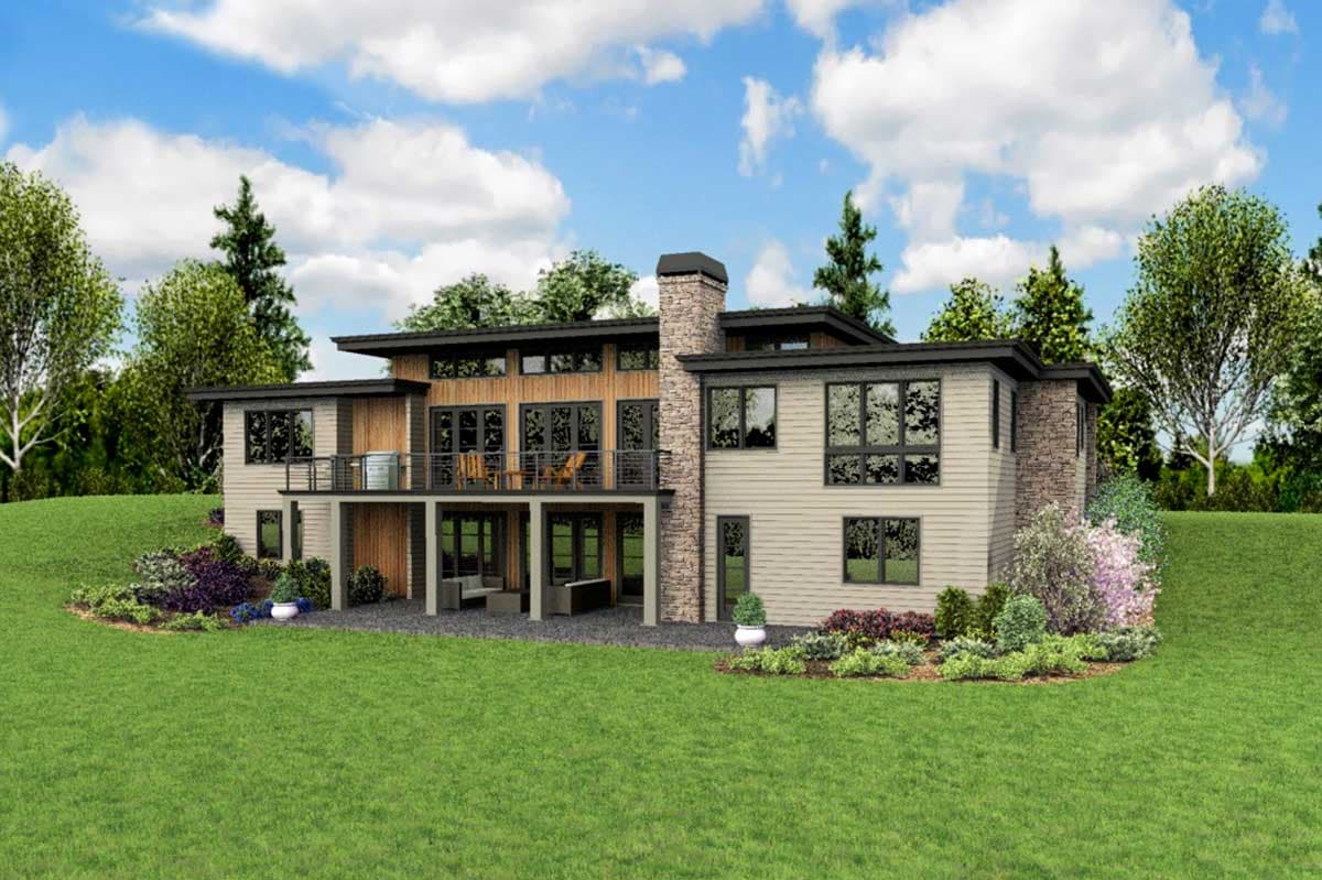 Plan 69692AM: Modern House Plan with Front To Back Living and Finished Lower Level - Image #6 - Contemporary, Mid Century Modern, Modern, Northwest, Ranch