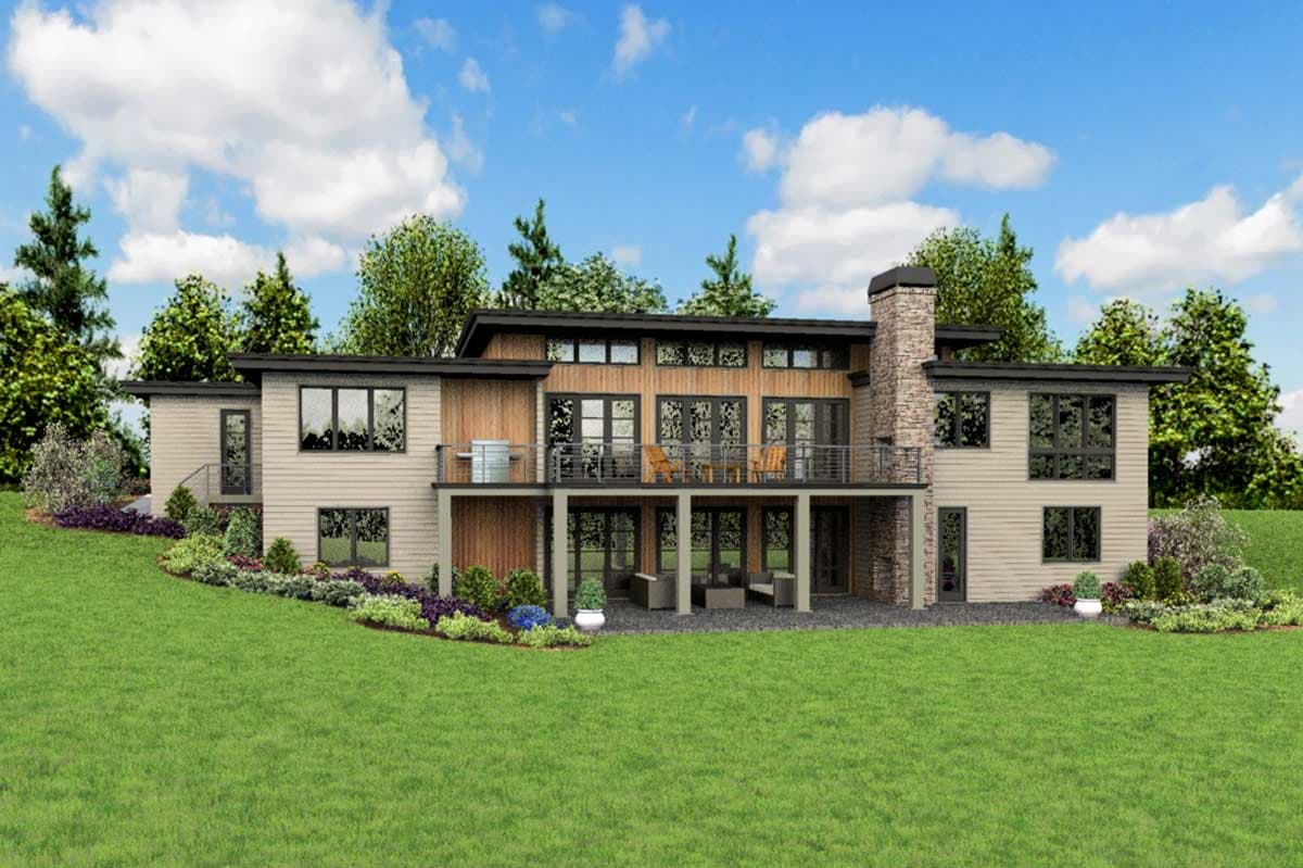 Plan 69692AM: Modern House Plan with Front To Back Living and Finished Lower Level - Image #8 - Contemporary, Mid Century Modern, Modern, Northwest, Ranch