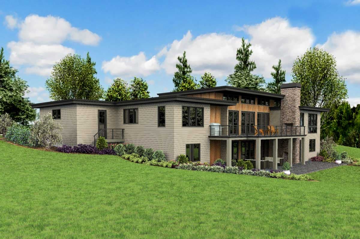 Plan 69692AM: Modern House Plan with Front To Back Living and Finished Lower Level - Image #9 - Contemporary, Mid Century Modern, Modern, Northwest, Ranch