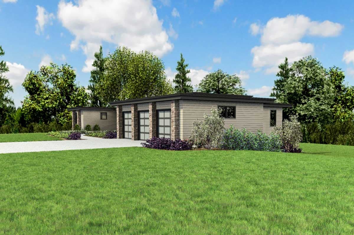 Plan 69692AM: Modern House Plan with Front To Back Living and Finished Lower Level - Image #11 - Contemporary, Mid Century Modern, Modern, Northwest, Ranch