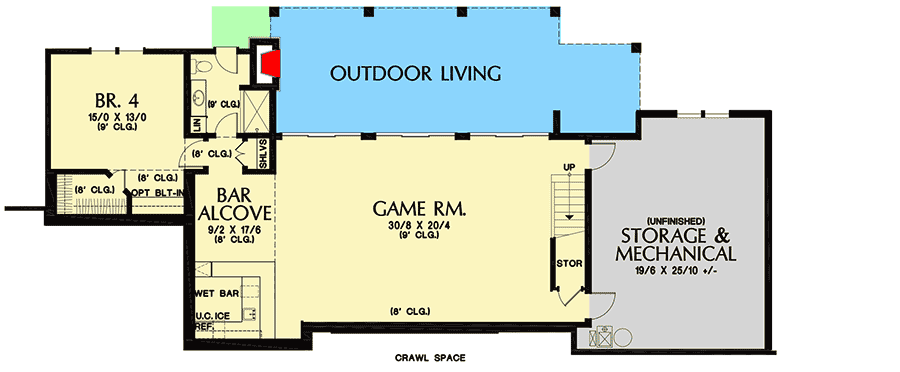 Plan 69692AM: Modern House Plan with Front To Back Living and Finished Lower Level - Floor Plan - Lower Level - Contemporary, Mid Century Modern, Modern, Northwest, Ranch