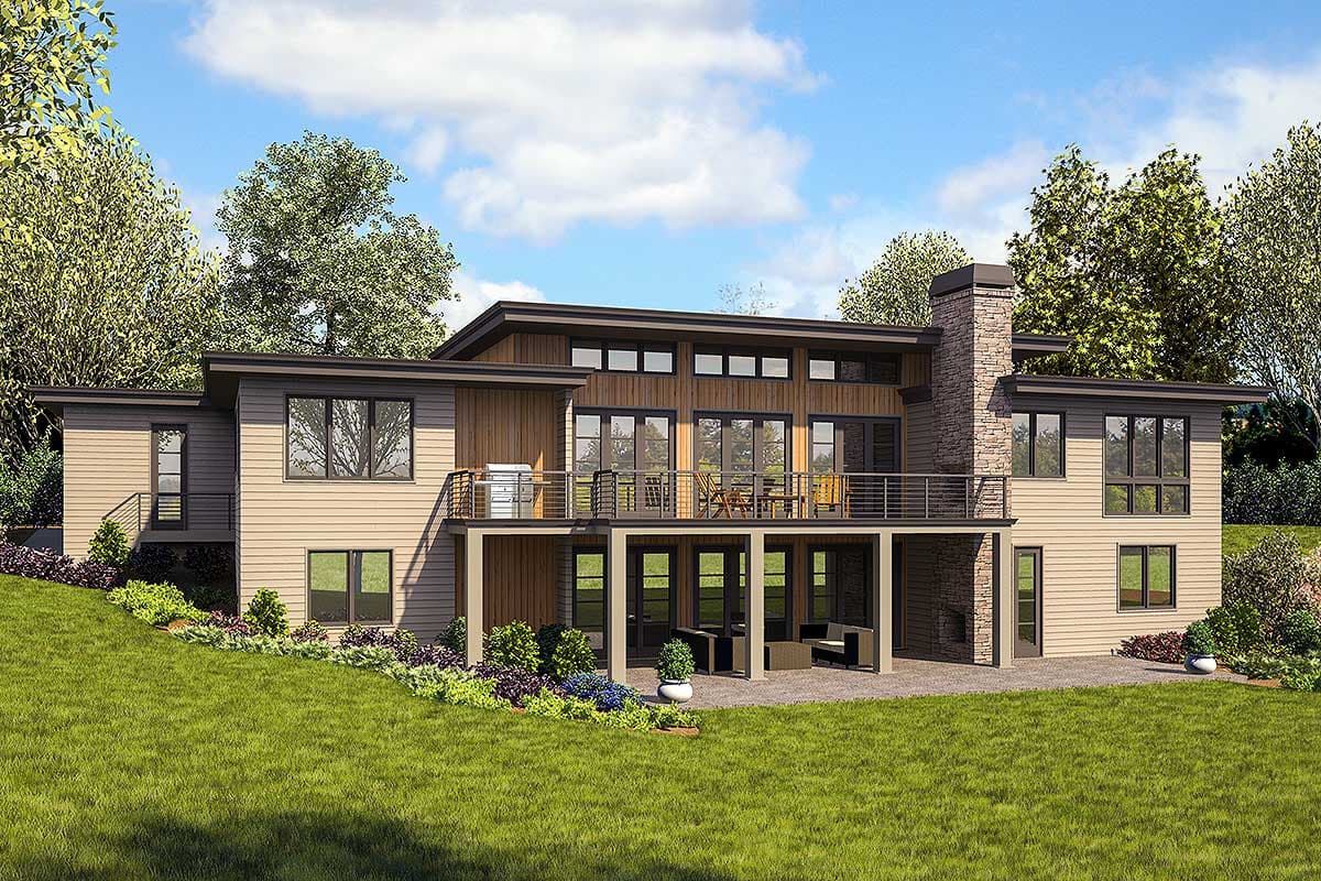 Plan 69692AM: Modern House Plan with Front To Back Living and Finished Lower Level - Image #7 - Contemporary, Mid Century Modern, Modern, Northwest, Ranch