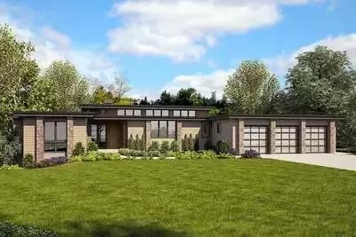 Modern House Plan with Front To Back Living and Finished Lower Level