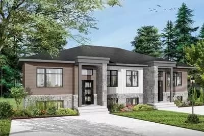 Duplex House Plan with Modern Exterior