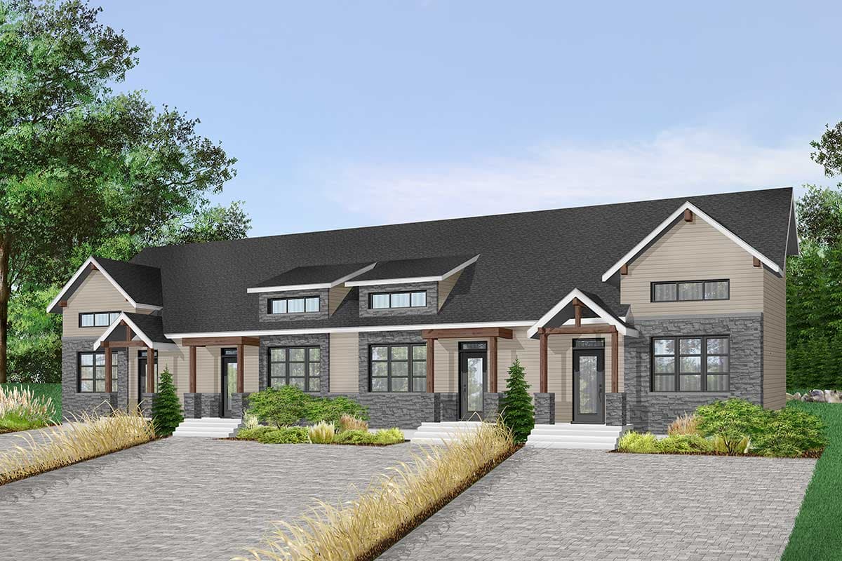 Plan 22524DR: 4-Unit Modern Rustic Multi-Family House Plan - Image #4 - Mountain, Northwest, Rustic