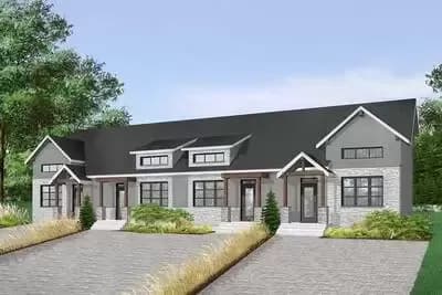 4-Unit Modern Rustic Multi-Family House Plan