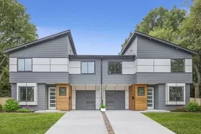 Modern Duplex House Plan with Symmetrical 3-Bed Units