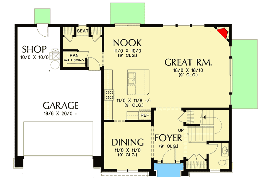 Plan 69698AM: 4-Bed House Plan with Dynamic Exterior - 2535 Sq Ft - Floor Plan - Main Level - Northwest, Traditional