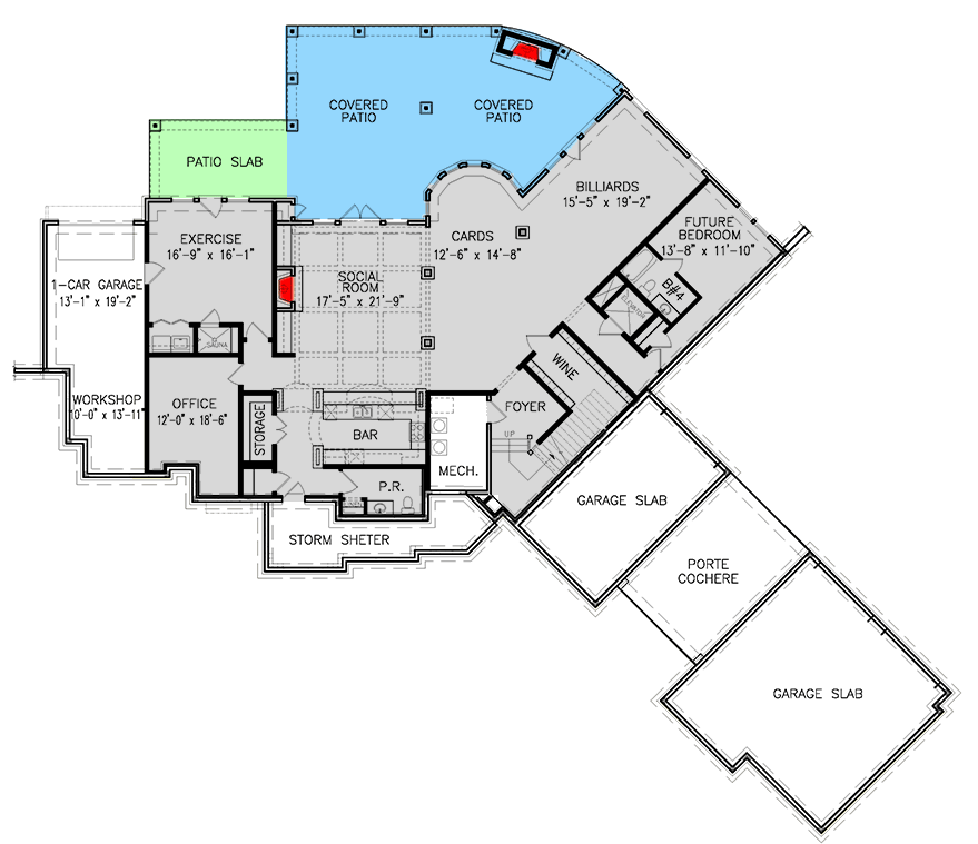 Plan 25644GE: Luxury Craftsman with 2nd floor Guest Suite - Floor Plan - Optional Finished Lower Level - Craftsman, European, Rustic, Traditional
