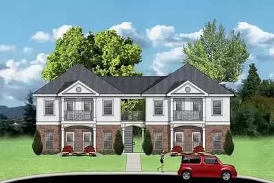 Traditional 8-Unit Multiplex House Plan - 772 Sq Ft 1 Bedroom Units