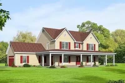 Country Home Plan with Main Floor Master Suite - 2729 Sq Ft