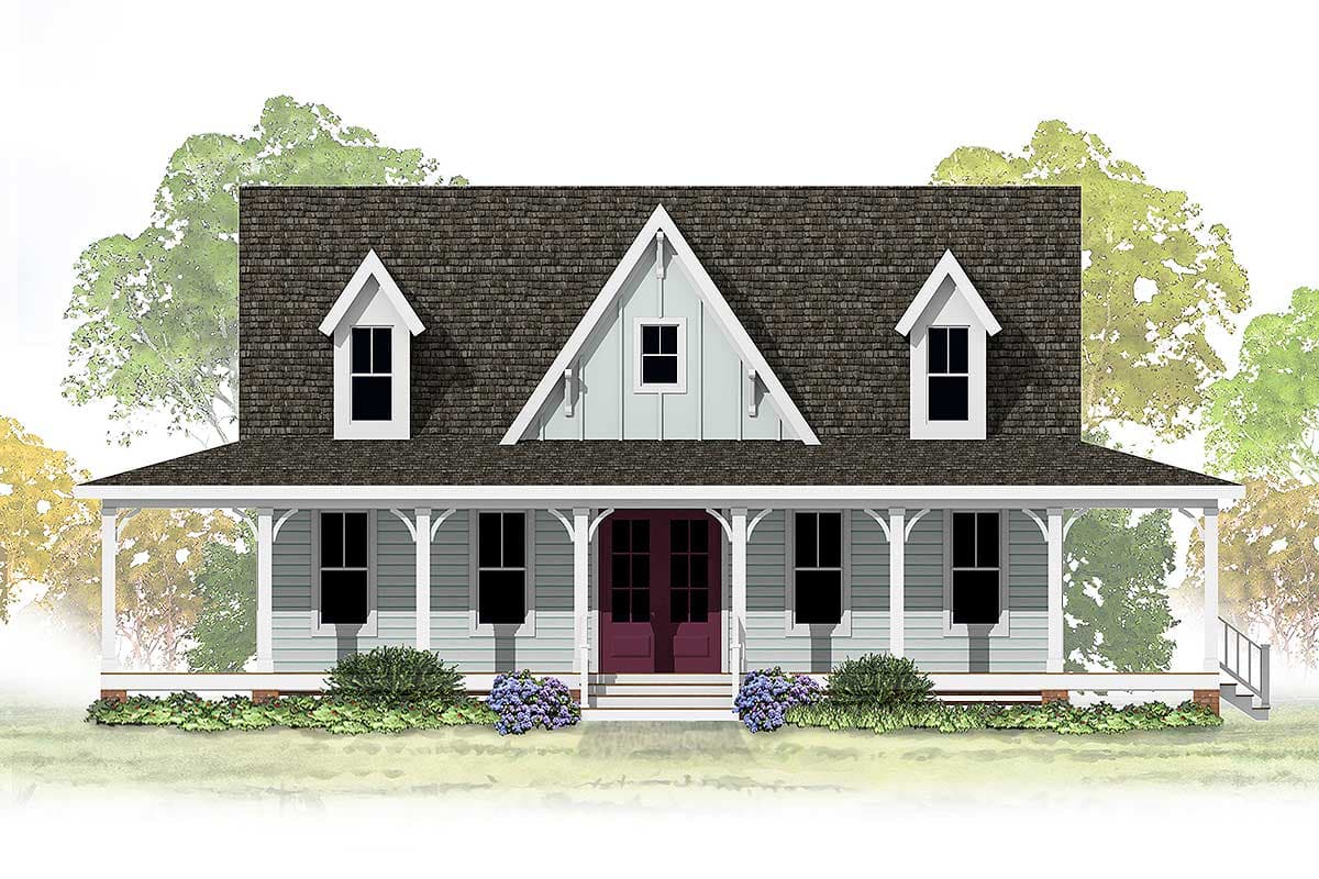 Plan 500051VV: 3-Bed Country Home Plan with 3-Sided Wraparound Porch - Image #9 - Cottage, Country, Farmhouse, Southern