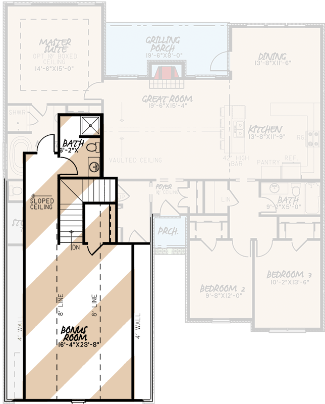 Plan 70589MK: 3-Bed House Plan with Brick Exterior and Bonus with Bath Above Garage - 1757 Sq Ft - Floor Plan - Bonus Level - Traditional