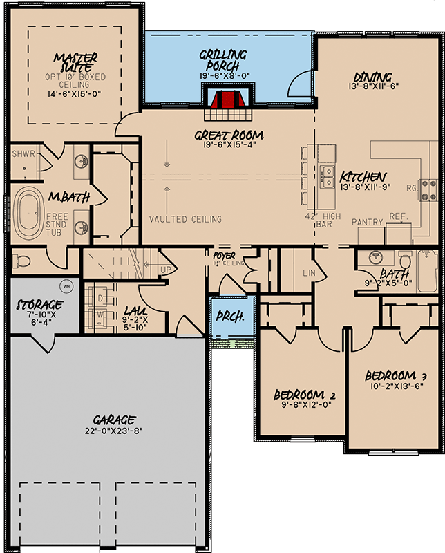 Plan 70589MK: 3-Bed House Plan with Brick Exterior and Bonus with Bath Above Garage - 1757 Sq Ft - Floor Plan - Main Level - Traditional