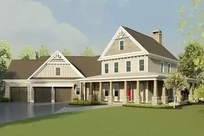 4-Bed Farmhouse Home Plan with Wraparound Porch and Bonus Room