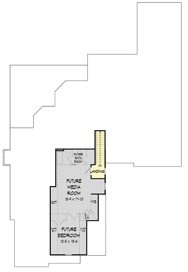 Plan 360018DK: Versatile 3 to 5 Bedroom Craftsman Home Plan with Study and 3-Car Garage - Floor Plan - Second  Floor (Landing) with Bonus - Craftsman, New American, Northwest
