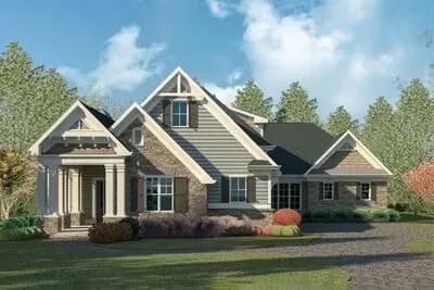 Versatile 3 to 5 Bedroom Craftsman Home Plan with Study and 3-Car Garage