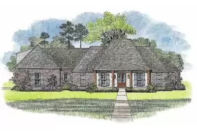 Split Bed Acadian House Plan with Optional Bonus Room 