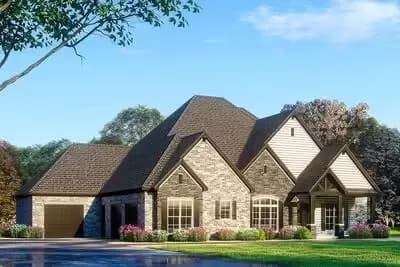 4-Bed House Plan with Vaulted Ceilings and Finished Lower Level