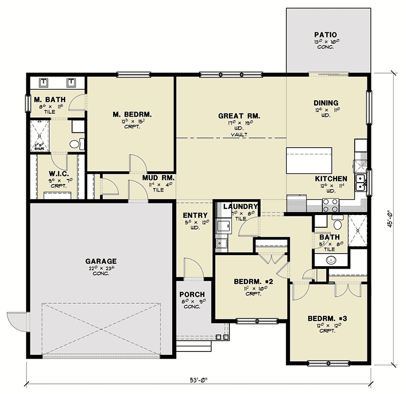 Plan 280016JWD: One-Story Craftsman Ranch Home Plan - Floor Plan - Main Level - Craftsman, Northwest, Ranch