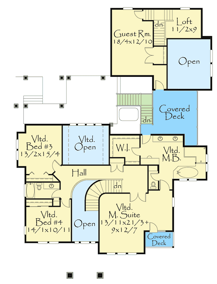 Plan 85264MS: Lodge-Style House Plan with Attached Guest House - Floor Plan - 2nd Floor - Craftsman, Mountain, Northwest