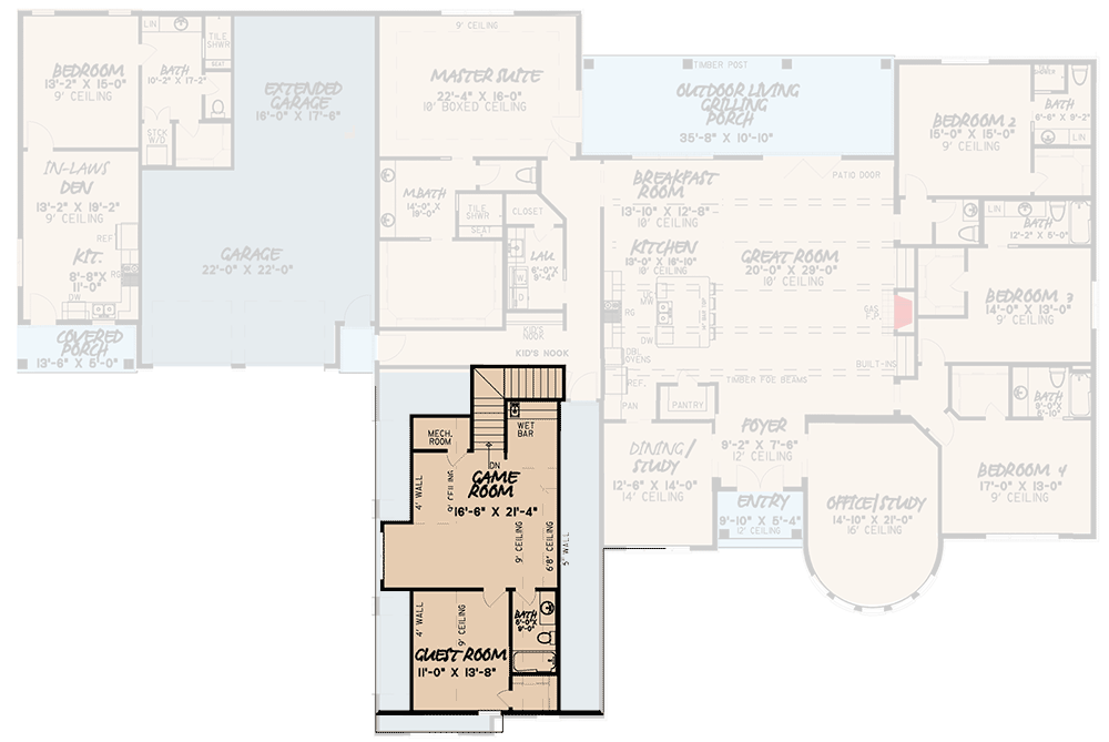 Plan 70592MK: 5-Bed Luxury French Country House Plan with Separate-But-Attached Apartment - 5106 Sq Ft - Floor Plan - 2nd Floor - European, French Country, Traditional
