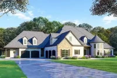 5-Bed Luxury French Country House Plan with Separate-But-Attached Apartment - 5106 Sq Ft