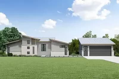  Modern Prairie Home Plan with Beds in the Corners