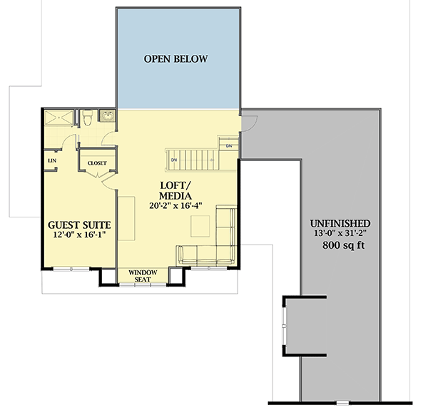 Plan 46346LA: Stunning 4-Bedroom Farmhouse Home Plan with Private Study and 3-Car Garage - Floor Plan - 2nd Floor - Country, Farmhouse, Modern Farmhouse, New American, Southern, Traditional