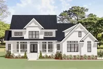 Stunning 4-Bedroom Farmhouse Home Plan with Private Study and 3-Car Garage