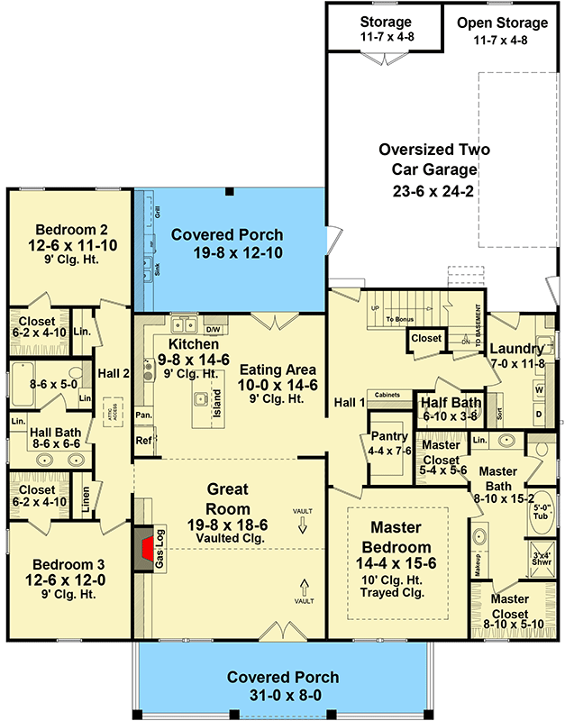Plan 51186MM: Open Concept 3-Bed Modern Farmhouse Plan - Floor Plan - Main Level - Country, Farmhouse, Modern Farmhouse, Ranch