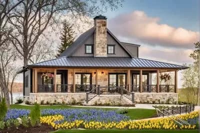 4-Bed Country House Plan with Broad Front Porch