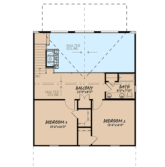 Plan 70594MK: 3-Bed Rustic House Plan Vaulted Great Room with Overlook - 2144 Sq Ft - Floor Plan - 2nd Floor - Cabin, Country, Low Country, Mountain, Rustic, Vacation