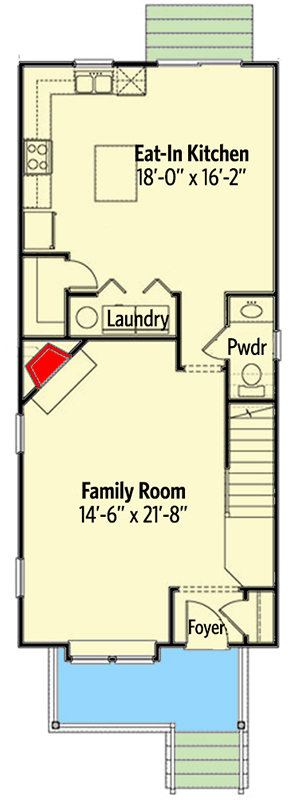 Plan 31535GF: 3-Bedroom Narrow Lot Cottage House Plan - Floor Plan - Main Level - Bungalow, Craftsman, Northwest