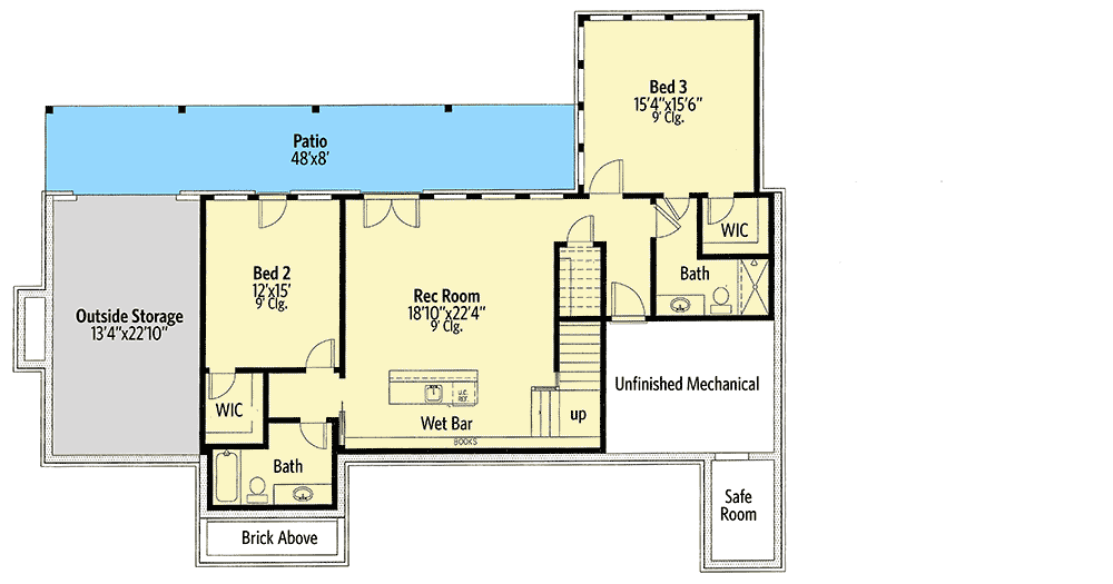 Plan 24388TW: Exclusive Craftsman Ranch Home Plan with Barndominium Car Studio - Floor Plan - Lower Level - Barndominium, Country, Craftsman, Northwest