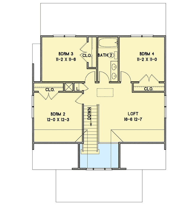 Plan 31541GF: 4-Bed Arts & Crafts House Plan with Loft - Floor Plan - 2nd Floor - Bungalow, Cottage, Country