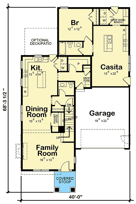 Plan 42544DB: 4-Bed Multi-Generational Home Plan with Private Garage Apartment - Floor Plan - Main Level - Country, Craftsman
