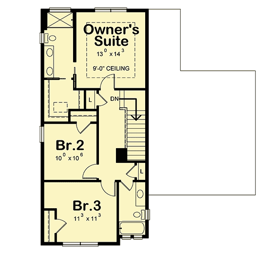 Plan 42544DB: 4-Bed Multi-Generational Home Plan with Private Garage Apartment - Floor Plan - 2nd Floor - Country, Craftsman