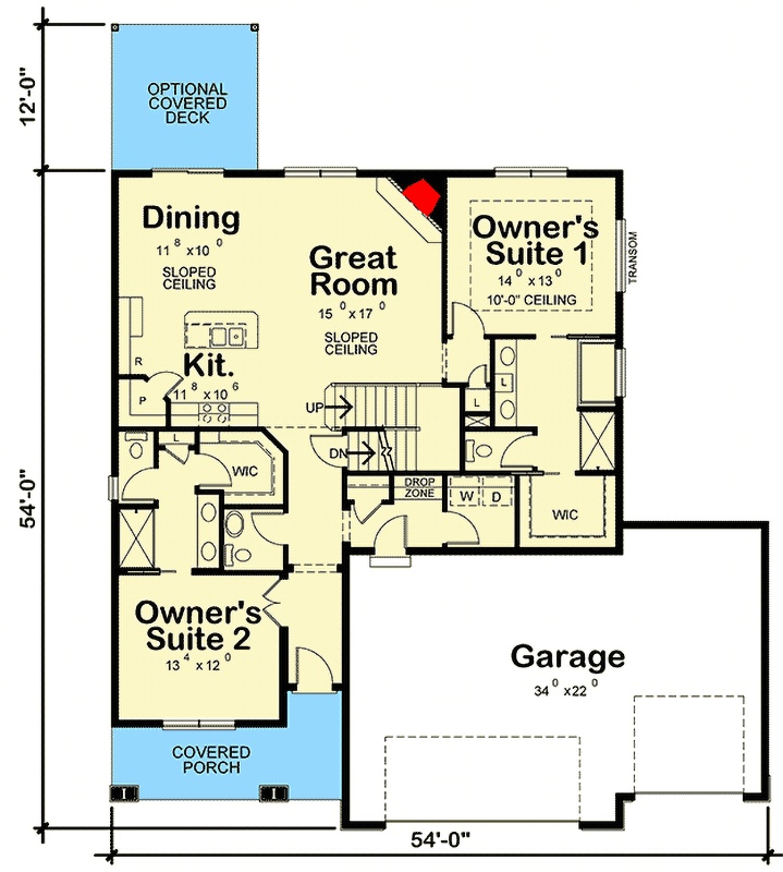 Plan 42547DB: Versatile 4-Bedroom Craftsman House Plan with Room to Grow - 2116 Sq Ft - Floor Plan - Main Level - Country, Craftsman, New American, Traditional