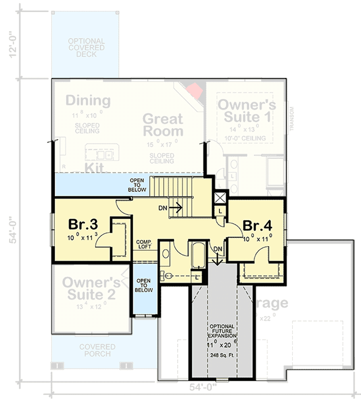 Plan 42547DB: Versatile 4-Bedroom Craftsman House Plan with Room to Grow - 2116 Sq Ft - Floor Plan - 2nd Floor - Country, Craftsman, New American, Traditional